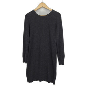 Neiman Marcus Womens 100% Cashmere Shift Dress Back Zip Dark Gray Size Medium